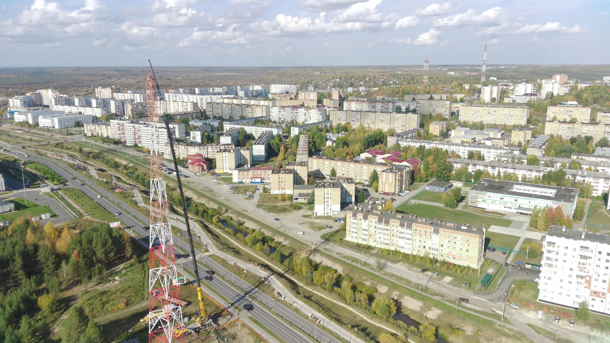 Демонтаж башни 96м в Ухте